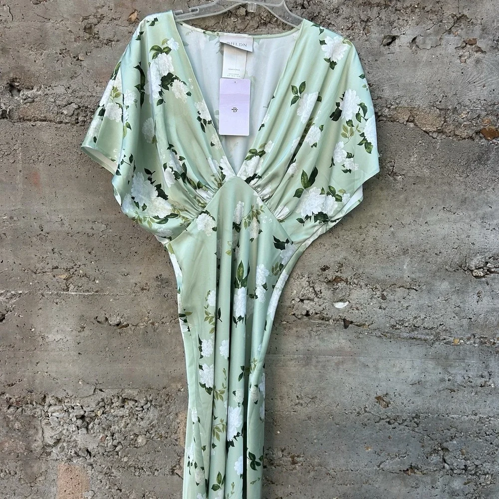 Anthropologie BHLDN Leila Deep-V Gown NWT Maxi Wedding Bridesmaid Spring Sz 8 - Picture 2 of 7